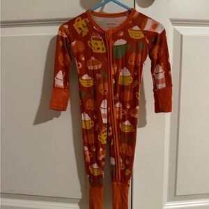 Little Sleepies Pumpkin Spice zippy with bow